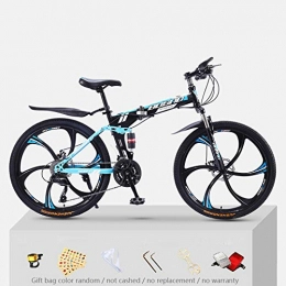 KNFBOK mens bikes mountain bike Mountain bike adult 21 speed thick steel frame folding bicycle 26 inch double shock off-road boys and girls Black and red six-knife wheel