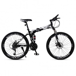 KOSGK Bike KOSGK Mountain Bike Child Bicycles 21 / 24 / 27 Speed Steel Frame 27.5 Inches 3-Spoke Wheels Dual Suspension Folding Bike, White, 21speed