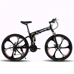 KP&CC Folding Mountain Bike KP&CC 6 cutter Wheels Mountain Bike Adult Student Folding Road Off-road Bike, Heavy Load, Light and Easy to Carry for Men and Women, Black