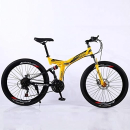 KP&CC Folding Mountain Bike KP&CC Multiple cutter Wheels Mountain Bike Adult Student Folding Double Shock-absorbing Bicycle, Convenient and Fast for Men and Women, Yellow