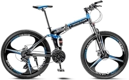 KURKUR Folding Mountain Bike KURKUR Mountain Bike, Mountain Bike Folding Bike Mountain Bike Folding Road Bicycle Men's MTB 21 Speed Bikes Wheels For Adult Womens (Color : Blue, Size : 24in)