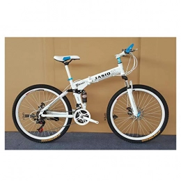KXDLR Folding Mountain Bike KXDLR 21-Speed Mountain Bike, 26-Inch Aluminum Alloy Frame, Dual Suspension Dual Disc Hydraulic Brake Bicycle, Off-Road Tires, White