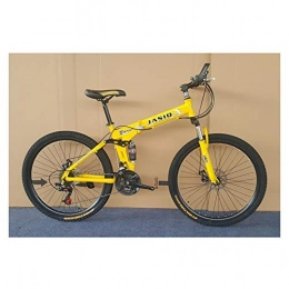 KXDLR Folding Mountain Bike KXDLR 24 Speed 26" Bicycle for Adults with High-Carbon Steel Frame - Dual Disc Brakes - Road Bicycles, Yellow