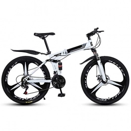 KXDLR Bike KXDLR 26-Inch Mountain Bikes Bicycles 27 Speeds High Carbon Steel Folding Frame Double Disc Brake, White