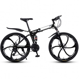 KXDLR Bike KXDLR Folding Mountain Bike 24 Speed Full Suspension Bicycle 26 Inch Bike Mens Disc Brakes with Foldable High Carbon Steel Frame, Black