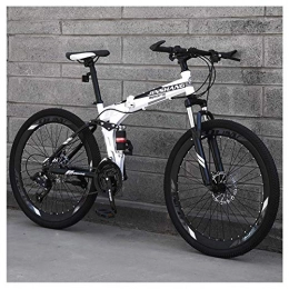 KXDLR Folding Mountain Bike KXDLR Mountain Bike 26 in Double Disc Brake Bicycle Folding Bike for Adult Teens, 17" Upgrade High-Carbon Steel Frame, Aluminum Alloy Wheels, White, 21 Speeds