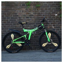KXDLR Folding Mountain Bike KXDLR Mountain Bike with Dual Suspension High Carbon Steel 26-Inch 21-Speed Can Be Used for City And Trekking, Green