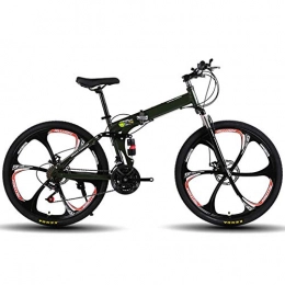 KXDLR Folding Mountain Bike KXDLR Moutain Bike Bicycle 24 Speed MTB 26 Inches Wheels Dual Suspension Bike with Double Disc Brake, Green