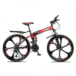 KYH Bike KYH Folding Mountain Bike 26 / 24 Inch Variable Speed Men And Women Off-road Racing Double Shock-absorbing Bicycle (Top matching spoke wheel) black and red-21 speed