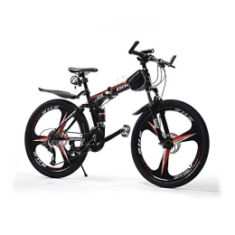 L.BAN Folding Mountain Bike L.BAN 24 Inch Fashion High-carbon Steel Folding Mountain Bike Road Bike Urban Track Bike Shift Male and Female Double Shock Absorber Adult Dual Disc Double Shock Absorber Beach Bicycle 24 Speed, Black