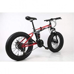 L&LQ 20" Alloy Folding Mountain Bike 27 Speed Dual Suspension 4.0Inch Fat Tire Bicycle Can Cycling On Snow,Mountains,Roads,Beaches,Etc,Blackred