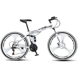 L&WB Folding Mountain Bike L&WB Mountain bike Man Woman Foldable Bicycle For Adults Portable Bicycles Trekking 21 / 24 / 27 Speed ​​Double Disc Brake Precise Exchange Complete 26, White, 26 inch 27 speed