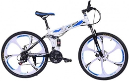 LAMTON Bike LAMTON Folding Mountain Bike for Adult, Soft-Tail Mountain Bicycle, Dual Disc Brake and Front Suspension Fork, 26inch Wheels (Color : Blue)