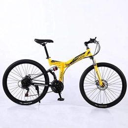 Langlin Bike Langlin Folding Mountain Bike Bicycle for Commute 24 / 26 Inch Soft Tail Full Suspension Mountain Bike Front Rear Mechanical Disc Brakes MTB Bicycle with Spoke Wheel, yellow, 24" 21 speed