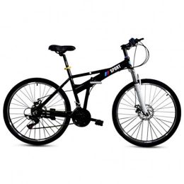 LAX Bike LAX 26-Inch Folding Bike, Ultra-Light Aluminum Alloy Mountainbike, 7-Speed Full Suspension MTB Gears Dual Disc Brakes Mountain Bicycle, Black