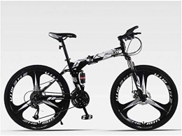 LAZNG Bike LAZNG Folding Mountain Bike 24 Speed Bicycle Full Suspension MTB Foldable Frame 26" 3 Spoke Wheels (Color : Black)