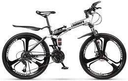 LAZNG Bike LAZNG Folding Mountain Bike 27 Speed Dual Suspension Bicycle 26 Inch MTB Mens Dual Disc Brakes, Color:Black (Color : White)