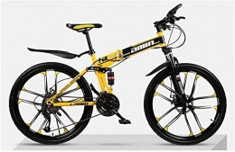 LAZNG Bike LAZNG Folding Mountain Bike 27 Speed Full Suspension MTB Daul Disc Brake Bicycle 26" Unisex (Color : Yellow)