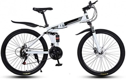 LAZNG Bike LAZNG Folding Mountain Bike Women Men Bicycles 26" Inch High Carbon Steel Folding Frame, 24 Speed, City Commuter Bicycle Perfect for Road Or Dirt Trail Touring (Color : White)