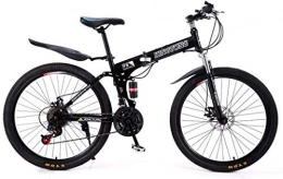 LAZNG Bike LAZNG Mountain Bike Folding Bikes, 24-Speed Double Disc Brake Full Suspension Anti-Slip, Lightweight Aluminum Frame, Suspension Fork, Multiple (Color : Black1, Size : 24 inch)