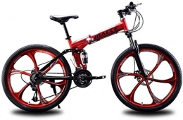 LBWT Folding Mountain Bike LBWT 26 Inch Mountain Bike, Adult Outdoor Off-road Bicycles, High Carbon Steel, Dual Suspension, 21 Speed / 24 Speed / 27 Speed, Gifts (Color : Red, Size : 27 Speed)