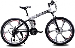 LBWT Folding Mountain Bike LBWT 26 Inch Mountain Bike, Adult Outdoor Off-road Bicycles, High Carbon Steel, Dual Suspension, 21 Speed / 24 Speed / 27 Speed, Gifts (Color : White, Size : 27 Speed)