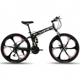 LBWT Folding Mountain Bike LBWT Folding Hardtail Mountain Bikes, Outdoor Off-Road Bicycles, Mens Outdoor MTB, High Carbon Steel, Gifts (Color : Deep black, Size : 27 Speed)