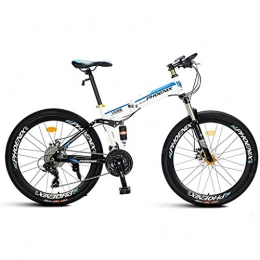 LC2019 Folding Mountain Bike LC2019 Adult Folding Mountain Bike 26 Inches Male And Female Student Bicycles 21 Speed Wheels Suspension Double Shock Absorption (Color : White)