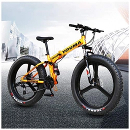 LDLL Folding Mountain Bike LDLL 26 Inch Adult Mountain Bikes, 24 Inch All Terrain Mountain Bike, Fat Tire Dual-Suspension Mountain Bicycle, High-carbon Steel Frame