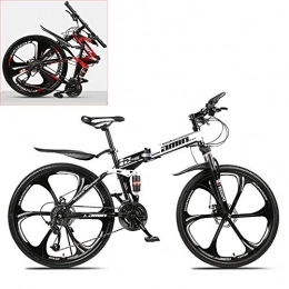 Lhh Folding Mountain Bike Lhh Folding Mountain Bike, Mens Road Bike, Lightweight 21 Speeds Mountain Bicycle with High-Carbon Steel Frame, Fork & Hydraulic Shock Absorption, Double Disc Brake, for Men, Women, White