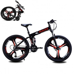 Lhh Bike Lhh Folding Mountain Bike, Road Bike, 21 Speed Ultra-Light Bicycle with High-Carbon Steel Frame And Fork, Disc Brake, for Man, Woman, City, Aerobic Exercise, Endurance Training, Black