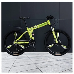 LHQ-HQ Bike LHQ-HQ 26" Wheel Folding Mountain Bike 24 Speed High-Carbon Steel Frame Dual Disc Brake Dual-Suspension Adult Bike for Height 5.2-6.2Ft, E