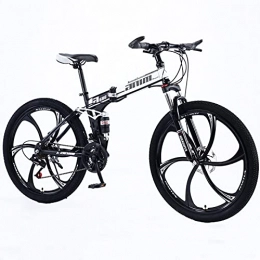 LHQ-HQ Bike LHQ-HQ Folding Mountain Adult Bike 26" Wheel 24 Speed Dual-Suspension Dual Disc Brake High-Carbon Steel Frame Loading 265 lbs for Height 5.2-6Ft, C