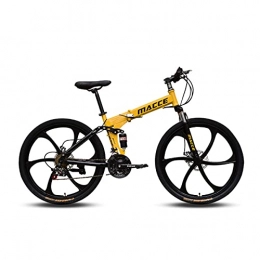 LHQ-HQ Bike LHQ-HQ Folding Mountain Bike 26" Wheel 27 Speed High-Carbon Steel Frame Dual-Suspension Dual Disc Brake Adult Bike for Height 5.2-6Ft, A