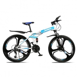 LHQ-HQ Bike LHQ-HQ Mountain Bike 26Inch High-Carbon Steel Folding Bicycle 27 Speed Three Knife Integrated Wheel Bikes for Adults Teenagers, Blue