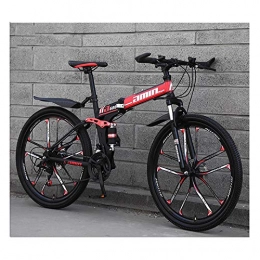 LHQ-HQ Bike LHQ-HQ Mountain Bike for men&women 26Inch 27 Speed Ten knife integrated wheel Bikes high-carbon steel folding Bicycle, Red