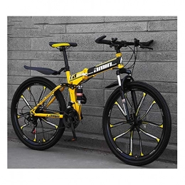 LHQ-HQ Bike LHQ-HQ Mountain Bike for men&women 26Inch 27 Speed Ten knife integrated wheel Bikes high-carbon steel folding Bicycle, Yellow