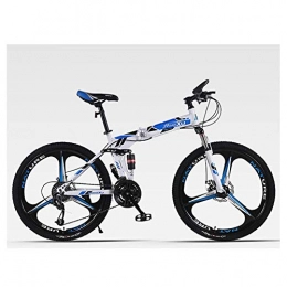 LHQ-HQ Folding Mountain Bike LHQ-HQ Outdoor sports 21Speed Disc Brakes Speed Male Mountain Bike(Wheel Diameter: 26 Inches) with Dual Suspension (Color : Blue)