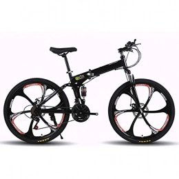 LHQ-HQ Bike LHQ-HQ Outdoor sports 26Inch Mountain Bike, Folding Bicycles, Full Suspension And Dual Disc Brake, Carbon Steel Frame 27Speed Bike Outdoor sports Mountain Bike (Color : Black)