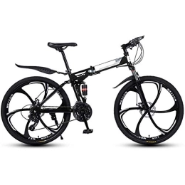 LHQ-HQ Folding Mountain Bike LHQ-HQ Outdoor sports Folding Mountain Bike 24 Speed Full Suspension Bicycle 26 Inch Bike Mens Disc Brakes with Foldable High Carbon Steel Frame Outdoor sports Mountain Bike (Color : Black)