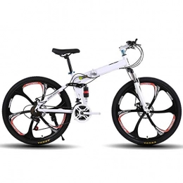 LHQ-HQ Folding Mountain Bike LHQ-HQ Outdoor sports Mountain Bike 21 Speeds Mens Mountain Bike 26In Bike Carbon Steel Frame with, Bicycle Mechanical Dual Disc Brake Outdoor sports Mountain Bike (Color : White)
