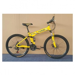LHQ-HQ Bike LHQ-HQ Outdoor sports Mountain Bike 21Speed 26 Inches Wheel Dual Suspension Folding Bike Dual Disc Brake Mountain Folding Bicycle Outdoor sports Mountain Bike (Color : Yellow)