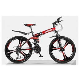 LHQ-HQ Folding Mountain Bike LHQ-HQ Outdoor sports Mountain Folding Bike Bicycles 26" 24 Speed Dual Disc Brake 3 Spoke Wheels Bike (Color : Black)
