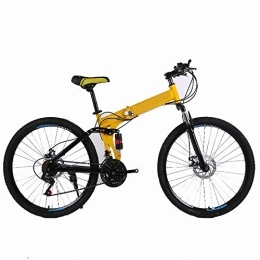 LHR Folding Mountain Bike LHR Folding Mountain Bike, 24 Inch Mountain Bike with Spoke Wheels Double Shock Absorber Racing Off-road High Carbon Steel Shift Adult Student Teenager