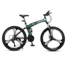 LHR Folding Mountain Bike LHR Folding mountain bike, 26 in 27speed off-road variable speed bike double shock absorption and trekking ultra-light and portable suitable for young adults, 2 Green, 27 speed