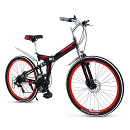 LHR Folding Mountain Bike LHR Folding Mountain Bike, 26 in Off-road Variable Speed Bicycle Double Shock Absorption and Trekking Ultra-light and Portable Suitable for Young Adult Student, 3Red