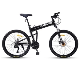 LHR Folding Mountain Bike LHR Folding Mountain Bike, 26-inch 30-speed Variable Speed Off-road Trekking Bike Ultra-light Portable Dual Shock Absorber Bike Adult Young Students, 3 Black