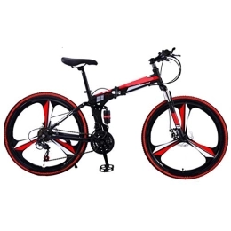 LHR Folding Mountain Bike LHR Folding Mountain Bike Bicycle, 24 Inch One-wheel Bicycle Double Shock Absorber Racing Off-road Speed Change with Installation Tools Adult Students Teenagers