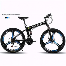LHY Bike LHY Mountain Bike for Adults, Folding Bicycle High Carbon Steel Frame, Full Suspension MTB Bikes, Double Disc Brake, 26 Inch, Black, A, 24 inch 21 speed