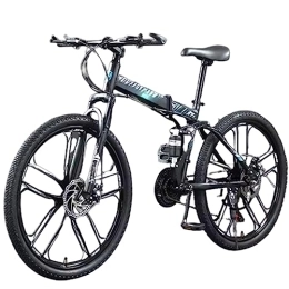 AANAN Folding Mountain Bike Lightweight Compact Bike Folding Off-road Mountain Bike 26-inch Adult Variable Speed Double Shock-absorbing Bicycle for 160~180cm (Color : Blue, Size : 27 speed)